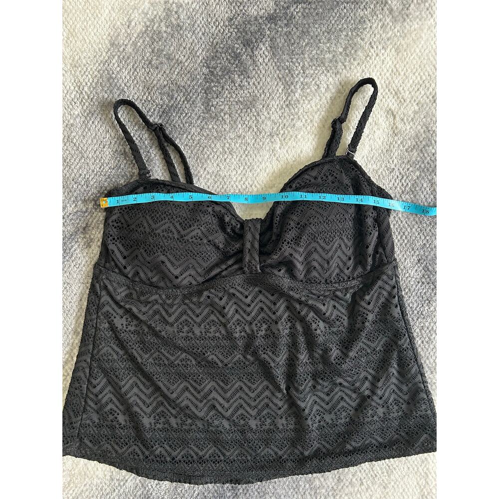 Catalina Missy Solid Black Crochet Bandini Swimsuit Top Size XL 16 - 18 - Picture 5 of 8